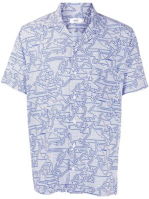 Arrels Barcelona geometric-print camp collar shirt - Blue