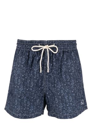 Arrels Barcelona graphic-print elasticated-waist swim shorts - Blue