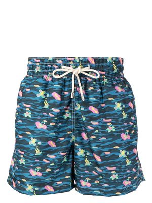 Arrels Barcelona graphic-print swim shorts - Blue