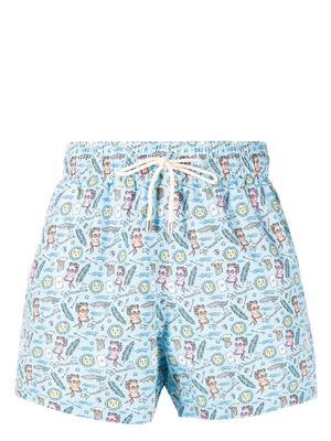 Arrels Barcelona holiday-sketch printed swim shorts - Blue