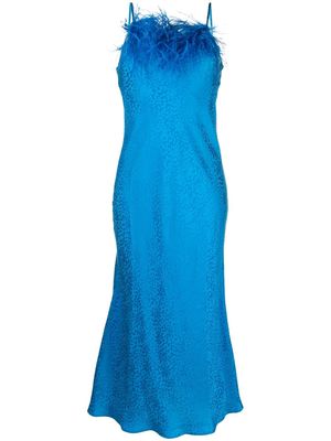 Art Dealer feather-detailing sleeveless dress - Blue
