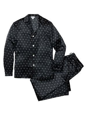 Art Nouveau Mulberry Silk Pajama Set - Black - Size XS
