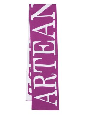 ARTE Alex intarsia-knit logo scarf - Pink