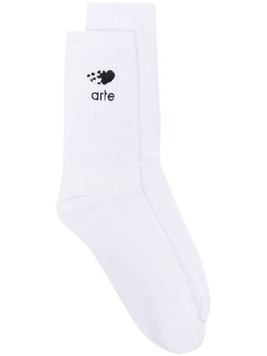 ARTE Cedric Pixel Heart-embroidered socks - White