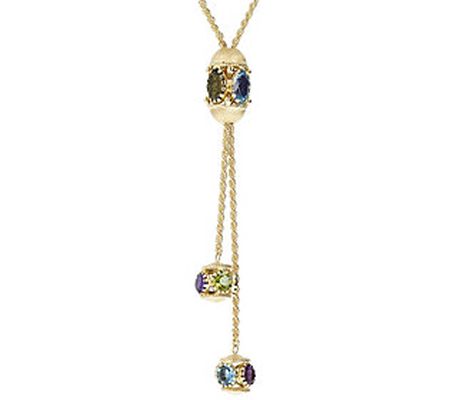 Arte d' Oro 11.00 cttw Gemstone Lariat 24" Neck lace, 18K