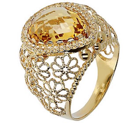 Arte d' Oro Faceted Pear Gemstone Ring, 18K Gol d