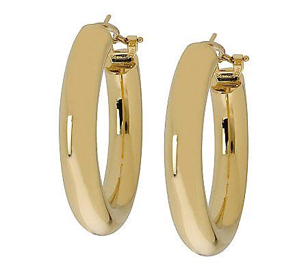 Arte d'Oro 1-3/8" Hoop Earrings with Omega Back s, 18K Gold