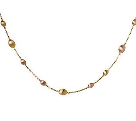 Arte d'Oro 36" Two-tone Satin Bead Necklace, 18 K Gold, 33.0g