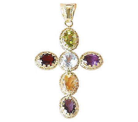 Arte d'Oro 4.25 cttw Gemstone Cross Pendant, 18 K Gold