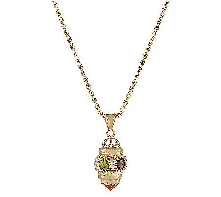 Arte d'Oro 4.50cttw Multi-Gemstone Pendant w/ 1 8" Chain, 18K