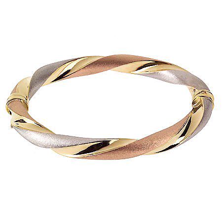 Arte d'Oro 7" Tri-Color Twisted Bangle 18K Brac elet, 14.6g