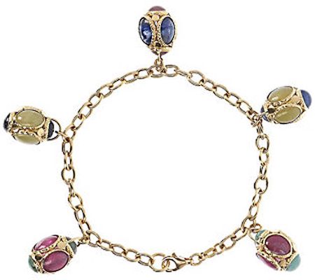 Arte d'Oro 8" Multi-Gemstone Charm Bracelet, 18 K