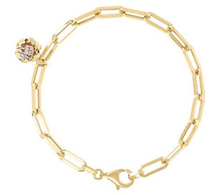 Arte d'Oro Gemstone Charm Paperclip Link Bracel et, 18K Gold