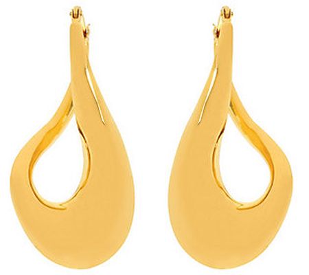 Arte d'Oro Polished Swirl-Design Hoop Earrings, 18K Gold