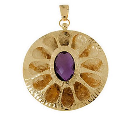 Arte d'Oro Round Gemstone Pendant, 18K Gold