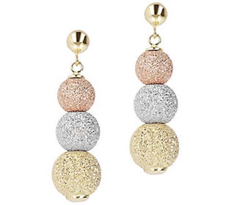Arte d'Oro Tri-Color Pave' Multi-Bead Earrings, 18K Gold