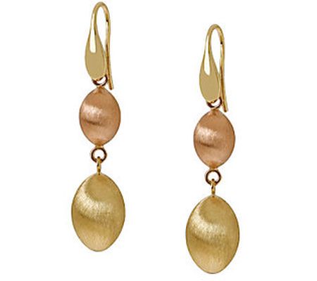 Arte d'Oro Two-tone Satin Bead Dangle Earrings, 18K Gold