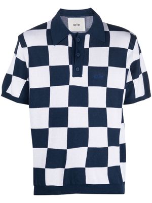 ARTE embroidered-logo geometric-pattern polo shirt - Blue
