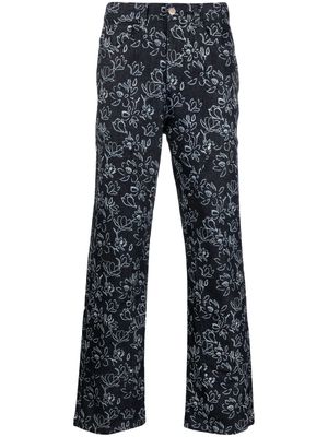 ARTE floral-print straight-leg jeans - Blue