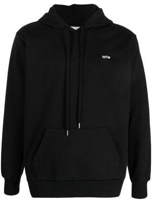 ARTE logo-embroidered cotton hoodie - Black
