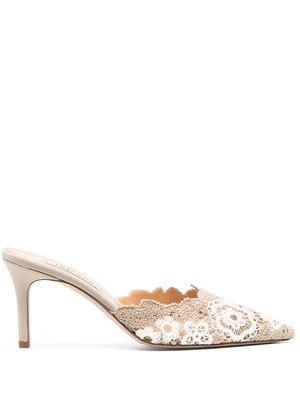 Arteana 85mm embroidered-design pointed-toe pumps - Neutrals