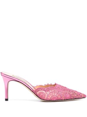 Arteana 85mm embroidered leather mules - Pink