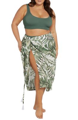 Artesands Deliciosa Cover-Up Cotton Sarong & Carry Bag in White/Green
