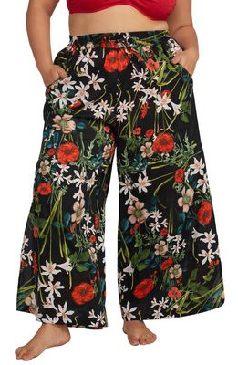 Artesands Grainger Floral Cover-Up Pants in Black