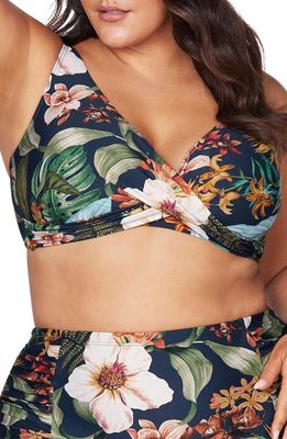 Artesands Into the Saltu Delacroix Cross Front Floral D-Cup & Up Bikini Top in Navy