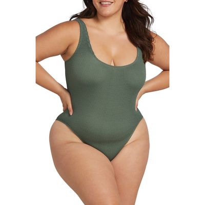 Artesands Kahlo Arte Eco Crinkle A–G Cup One-Piece Swimsuit in Sage Green 