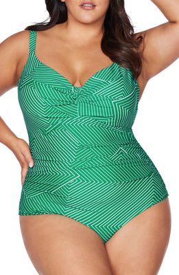 Artesands Linear Perspective Monet One-Piece Swimsuit in Green