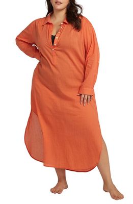Artesands Monteverdi Long Sleeve Cotton Cover-Up Dress in Orange