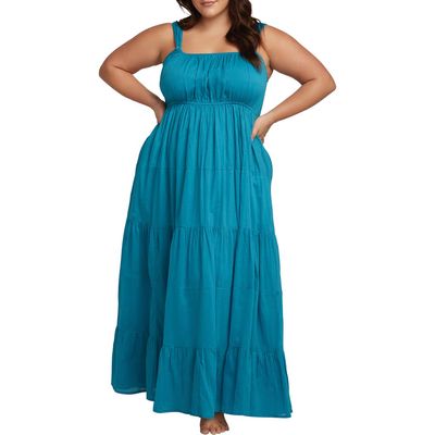 Artesands Resort Wear Cotton Cover-Up Maxi Sundress in Teal 