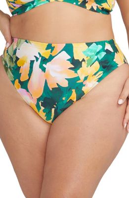 Artesands Richter Floral High Waist Bikini Bottoms in Green