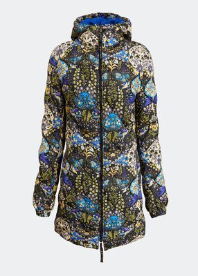 Artica Floral-Print Quilted Parka Jacket w/ Detachable Hood