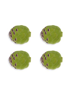 Artichoke 4-Piece Fruit Plate Set - Green
