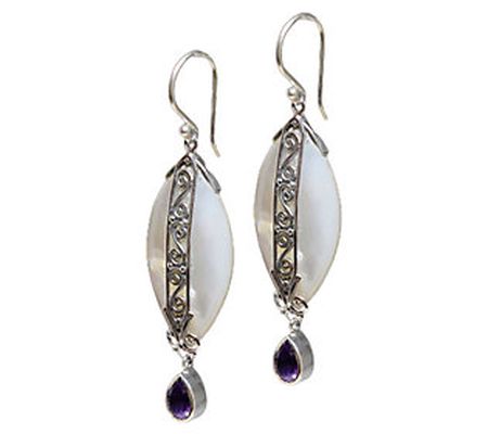 Artisan Crafted 1.8 cttw Amethyst & Mother-of-P earl Earrings