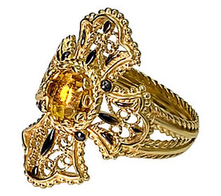 Artisan Crafted 18K Gold Plated Sterling Gemst one Ring