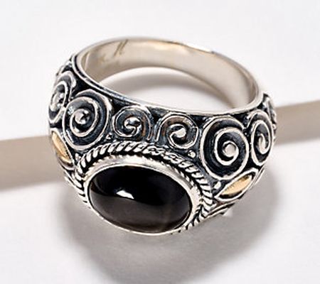 Artisan Crafted by Robert Manse Black Diopside Ring, SS & 18K