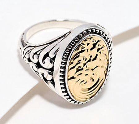 Artisan Crafted by Robert Manse SS & 18K Oval Coin Wave Ring