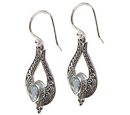 Artisan Crafted Pear Gemstone Dangle Earrings, Sterling