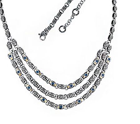Artisan Crafted Sterling & 18K Multi-Row Gemsto ne Necklace