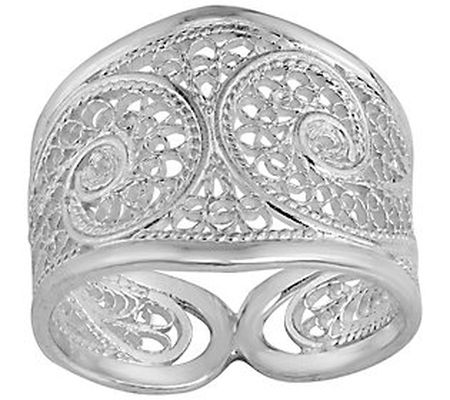 Artisan Crafted Sterling Filigree Twisted S cro ll Ring