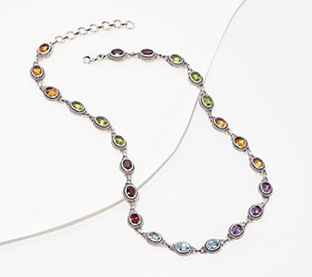 Artisan Crafted Sterling Oval Gemstone Eternity Necklace, 18"
