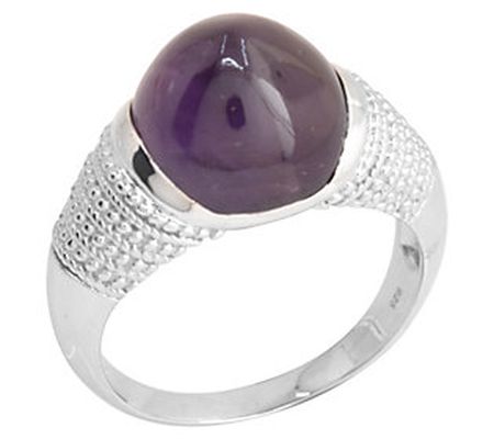 Artisan Crafted Sterling Silver Amethyst Caboch on Ring