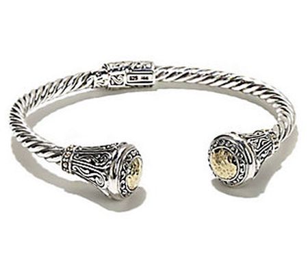 Artisan Crafted Sterling Silver & 18K Gold Hing ed Cuff