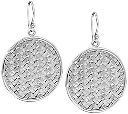 Artisan Crafted Sterling Silver Basket Weave Da ngle Earrings