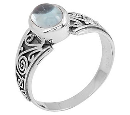 Artisan Crafted Sterling Silver Blue Topaz Beze l Set Ring