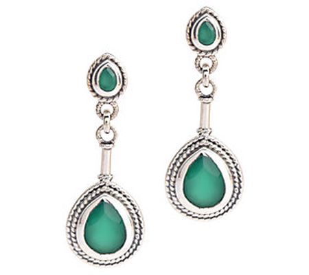 Artisan Crafted Sterling Silver Green Chalcedon y Earrings