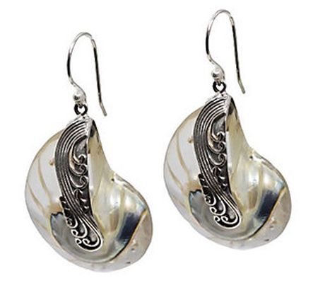 Artisan Crafted Sterling Silver Nautilus Shell Earrings